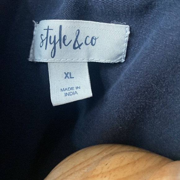 Style & Co Relaxed Fit Navy Blue Button Down Shirt Short Cuffed Sleeves Sz XL - Picture 6 of 6